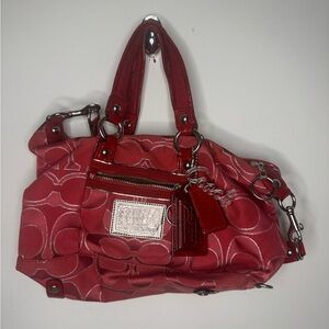 Coach Red Shoulder Bag with Silver Accents